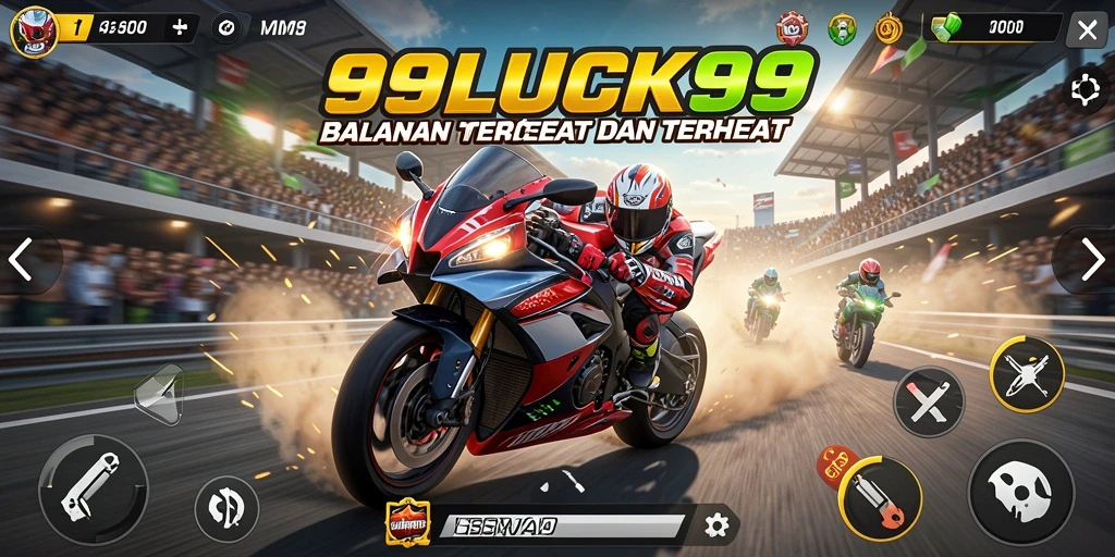 Tampilan gameplay seru balapan motor di 99LUCK99.