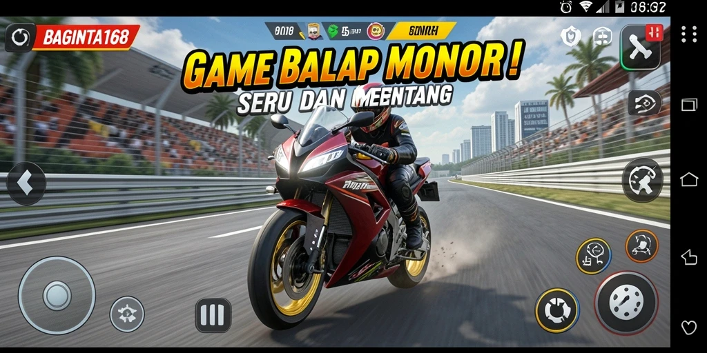 Tampilan gameplay seru dari BAGINTA168 yang menciptakan pengalaman balap motor mendebarkan.