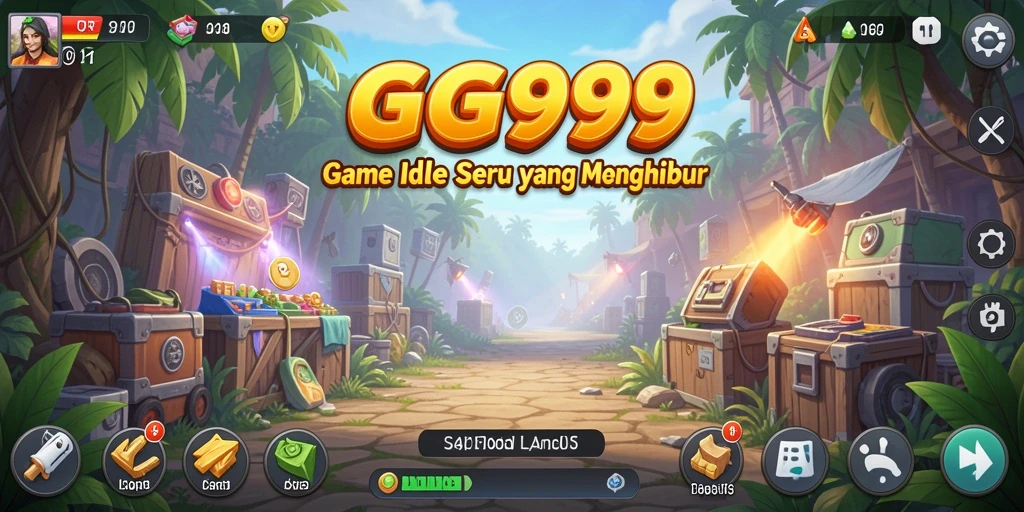 Tampilan utama gameplay GG999 yang menampilkan kemajuan idle.